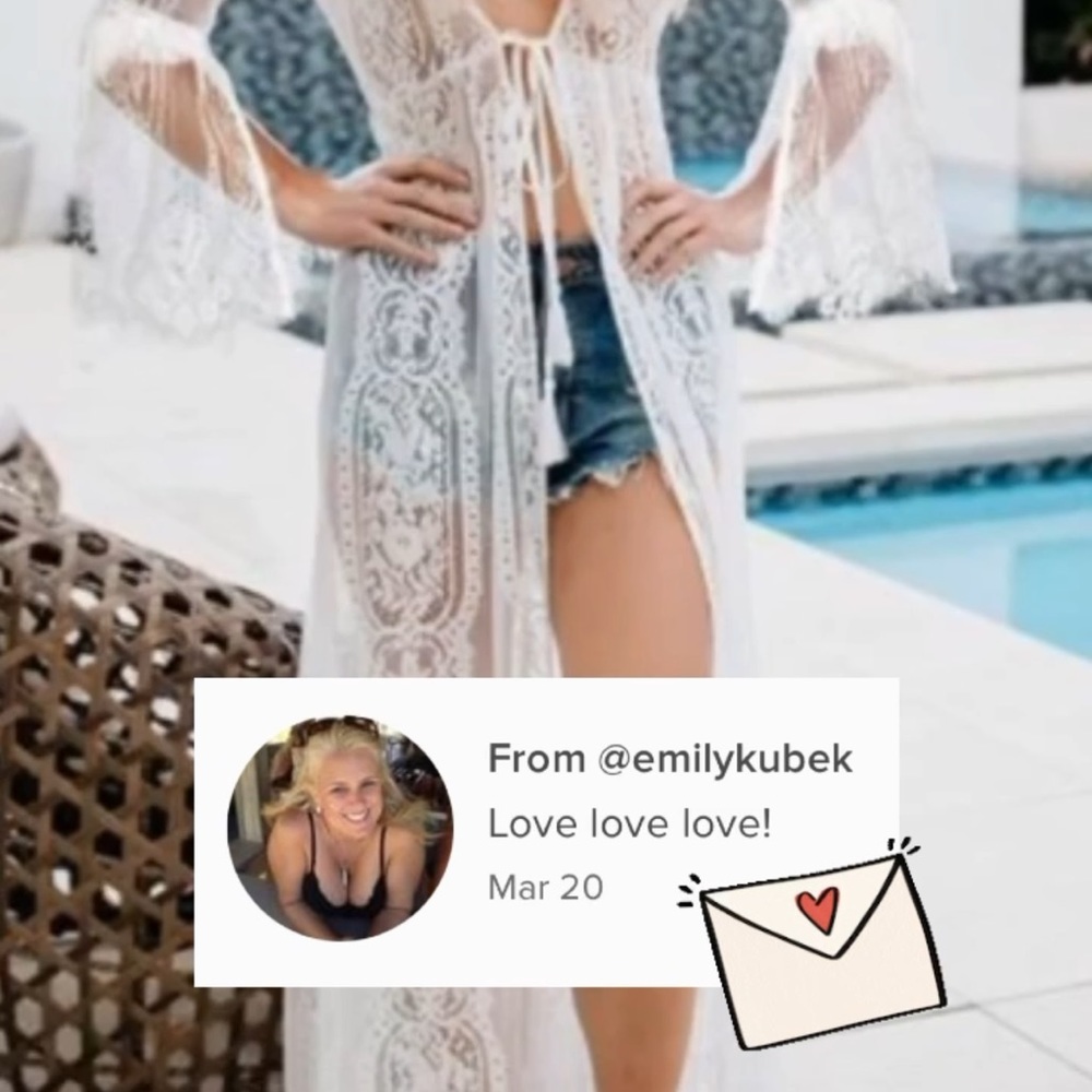 Boho white lace maxi duster kimono coverup - Picture 3 of 11